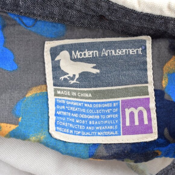 Men's Modern Amusement Shirt Fish Print Long Sleeve Button Up Pocket MEDIUM Beig - Picture 9 of 11